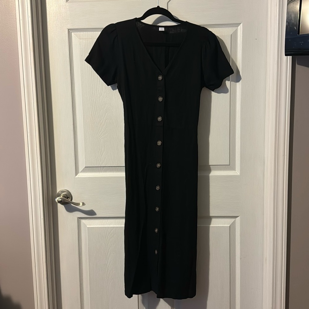 Old Navy Midi V-Neck Button Up Dress